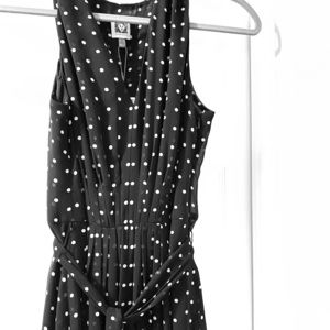Black and white polka dot sundress tie waist